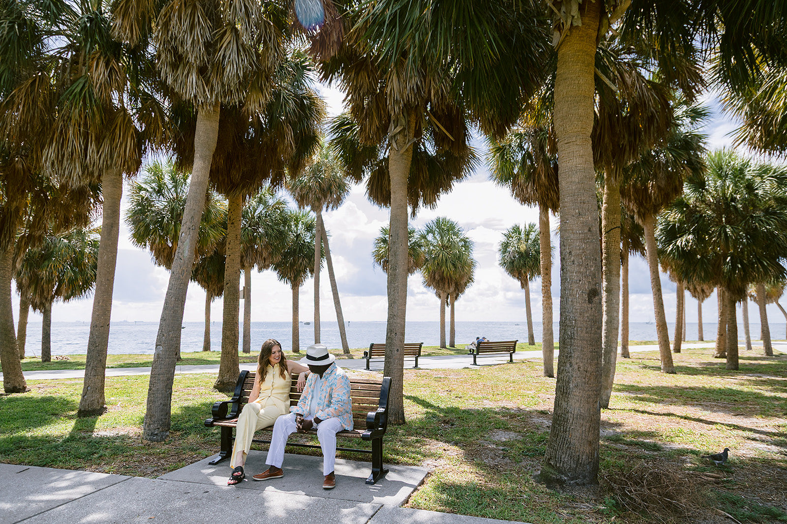Melissa Rutland visiting with a St. Petersburg resident at the waterfront